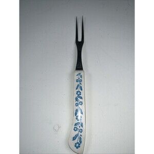 Vintage Meat Fork Blue Cornflower Household Japan Decor 9.5" Cottagecore Farm